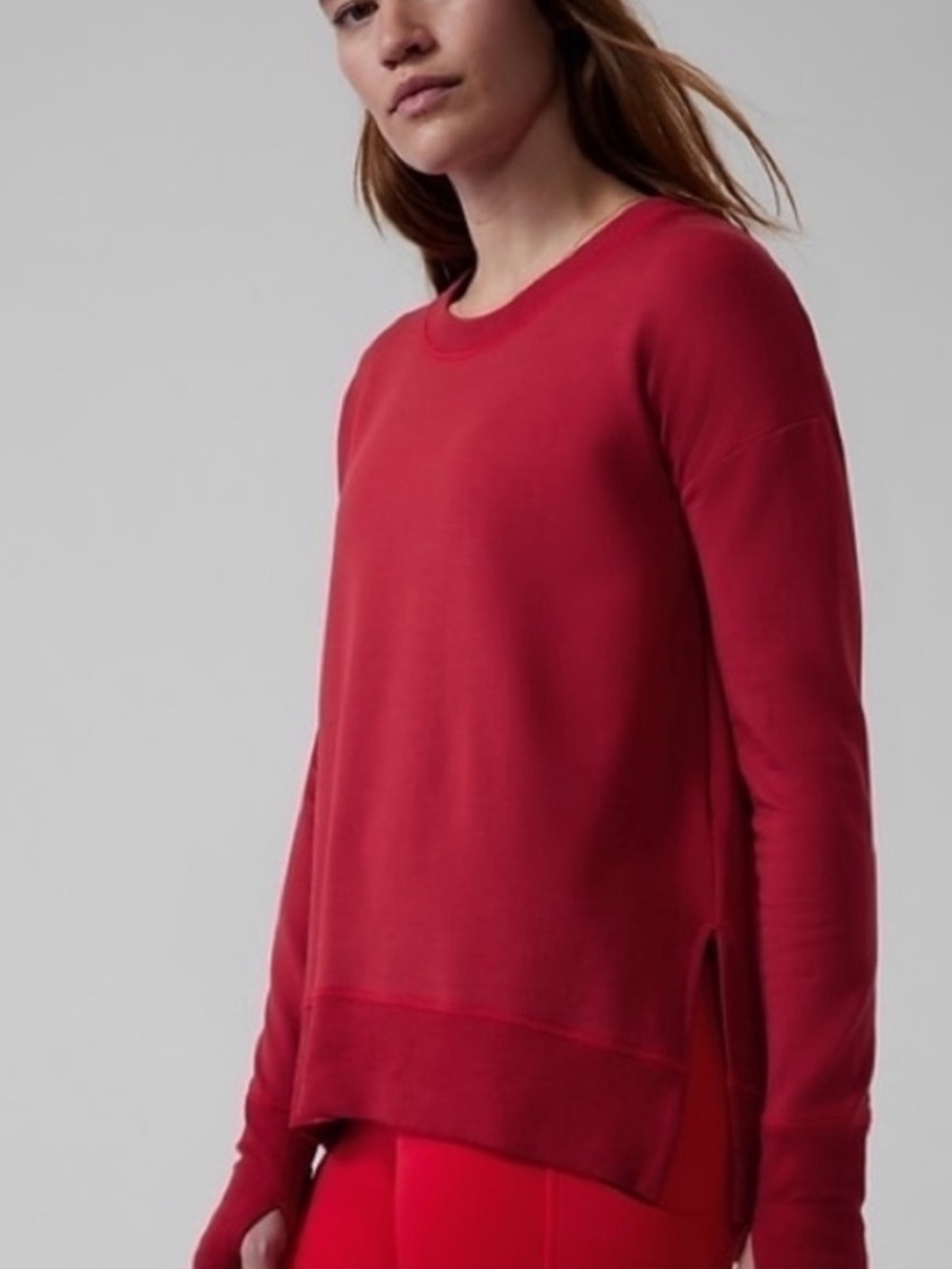 Athleta Coaster Luxe Salutation Stripe Sweatshirt Matador Red Women’s Large